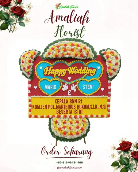 Papan Bunga Pernikahan Merak Belatung